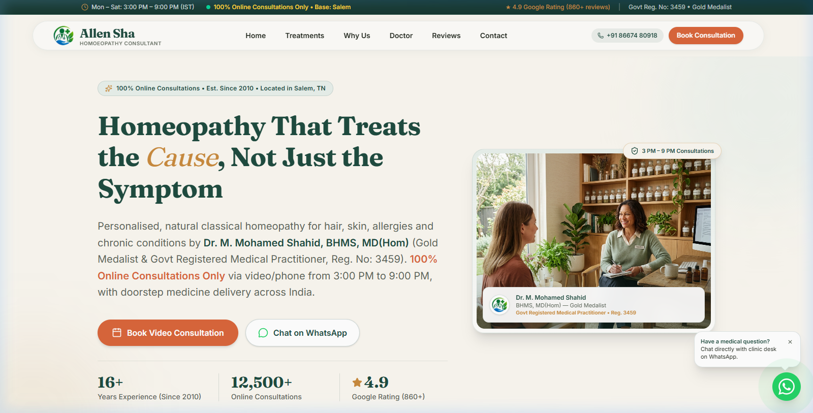AllenSha.com – Homeopathy Clinic Website by I Info Vision